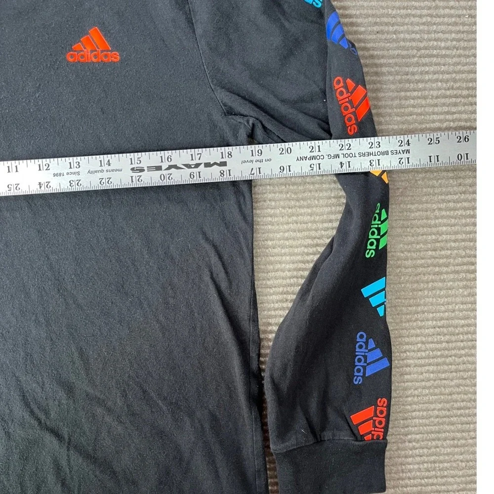 Adidas Kids Large 14/16 Black Rainbow‎ Logo Hooded Long Sleeve Tee